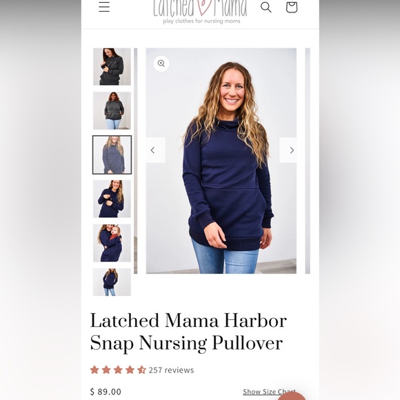 NET Latched Mana Harbor Snap Nursing Pullover - XL navy blue - Picture 2 of 8